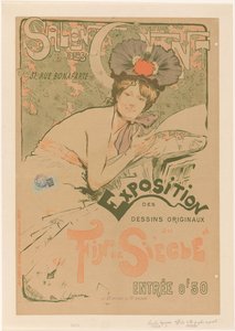 Plakat for en utstilling av Salon des Cent Salon des Cent Utstilling av originaltegninger fra slutten av århundret (tittel på objekt) av Charles Lapierre