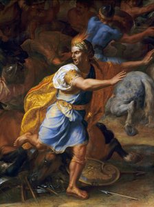 En redd mann. Detalj av slaget ved Arbels (antikk). Maleri av Charles Lebrun (Le Brun) (1619-1690) av Charles Le Brun