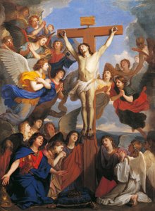 Krusifiks med engler, rundt 1660, av Charles Le Brun (1619-1690) av Charles Le Brun