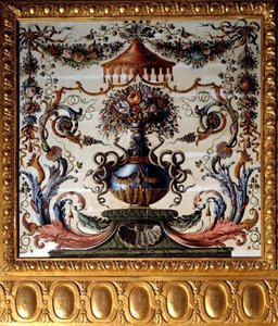 Dekorativt panel av spisestuen til Chateau de Vaux Le Vicomte (Vaux-le-Vicomte). Maleri av Charles Lebrun (Le Brun) (1619-1690) 1656 Chateau de Vaux-le-Vicomte i Seine et Marne. av Charles Le Brun