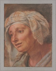 Dronning med hodeskjerf fra «Dronninger ved Aleksander den stores føtter» av Charles Le Brun