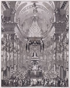Mausoleet til Oratoire du Louvre, Rue Saint-Honore, til minne om den franske statsmannen Pierre Seguier, mai 1672, ca. 1770-1780 (gravering) av Charles Le Brun