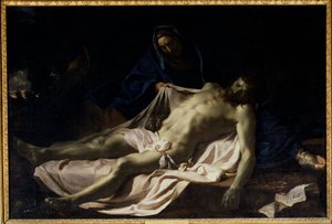 Den døde Kristus på knærne til Jomfru Pieta. Maleri av Charles Lebrun av Charles Le Brun