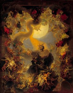 De opprørske englenes fall. Maleri av Charles Lebrun (Le Brun) (1619-1690) av Charles Le Brun