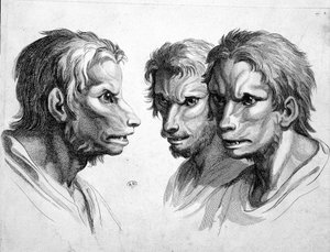 Tre ansikter av varulv (varulv) - av Le brun av Charles Le Brun