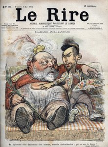 Anglo-Japanese Alliance (Japansk Anglo 1902) Diplomati har nettopp født et monster, ny Radica-Doodica: hvem blir dekan? - Kong Edward VII - KARIKATUR 1902 av Charles LEANDRE (1862-1934) for The Laughter av Charles Leandre