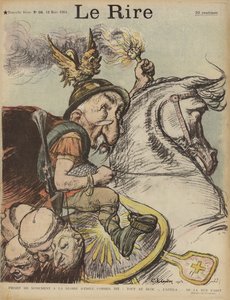 Karikatur av den franske statsministeren Emile Combes som Hunneren Attila. Illustrasjon for Le Rire