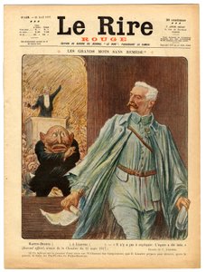 Cover av ""Den røde latteren"", satirisk i farger av Charles Leandre
