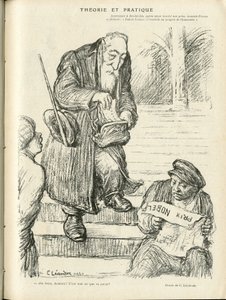 Illustrasjon av Charles Leandre (1862-1934) i Le Rire, 31/12/21 - Teori og praksis - Nobelpris - Lenine, Frankrike Anatole av Charles Leandre