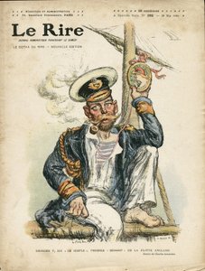 Illustrasjon av Charles Leandre (1862-1934) for omslaget til Le Rire, 28/05/10 - England, Storbritannia, Folie, Maritime Marine Seaside, Smoking, Tobacco - George V (1865-1936) av Charles Leandre