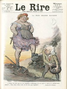 Illustrasjon av Charles Leandre (1862-1934) for omslaget til Le Rire, 30/09/22 - Den største illusjonen - Tyskland Preussen, England Storbritannia, Reparasjoner - Marianne, David Lloyd George (1863-1945) - Trivialitt av Charles Leandre