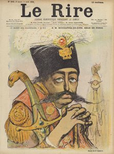 Mozaffer-ed-Din, Shah of Persia, illustrasjon for Le Rire av Charles Leandre