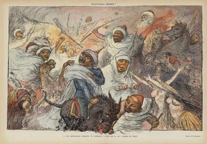 Satire over Kaiser Wilhelm IIs besøk i Tanger i 1905. Illustrasjon for Le Rire
