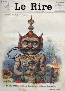 Theophile Delcasse (1852-1923), French politician - Le Gotha du “” Laughs”, No. XXXVI, M. Delcasse, Siamese Minister for Foreign Affairs - Cartoon by Charles Leandre - (6 December 1902) av Charles Leandre