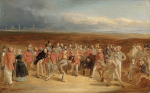 Den ferdige skissen for The Golfers: A Grand Match spilt på St. Andrews Links av Sir David Baird, Bt. og Sir Ralph Anstruther, Bt. av Balcaskie, mot Major Playfair og John Campbell, Esq., fra Glensaddell, i 1850 av Charles Lees