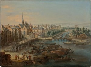 View of the Arsenal, the port Saint Paul and the quai des Célestins in Paris, 1730s.    1198676   no       norwegian Successfully Translated  Original: Sakanoshita: View of Mount Fudesute (Sakanoshita, Fudesuteyama no zu), from the series "Fifty-three Stat av Charles Léopold van Grevenbroeck