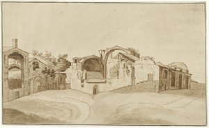Utsikt over Diokletians bad i Roma av Charles Louis Clerisseau