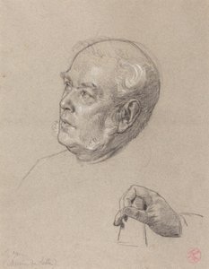 Hodet og hånden til en mann som kaster terninger av Charles Louis Lucien Muller