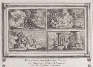 Fire bibelske scener: hovedmysteriene i Det gamle og nye testamente Les principaux..., 1680-1728.