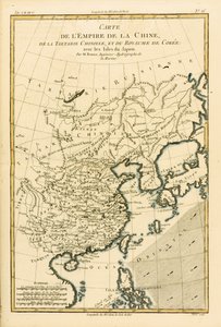 Det kinesiske imperiet, kinesisk tartar og kongeriket Korea, med øyene i Japan, fra Atlas de Toutes les Parties Connues du Globe Terrestre av Guillaume Raynal (1713-96) utgitt 1780 (colou)