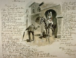 Illustrert brev, 20. april 1914 (penn og blekk og vask på papir) av Charles Marion Russell