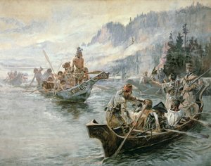 Lewis & Clark ved Lower Columbia River av Charles Marion Russell
