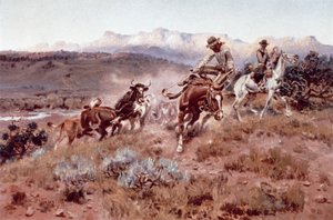 Round-up på blåskjell (olje på lerret) av Charles Marion Russell