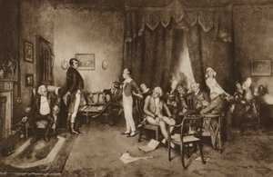 Møte mellom Robert Burns og Sir Walter Scott, Edinburgh (litho) av Charles Martin (after) Hardie