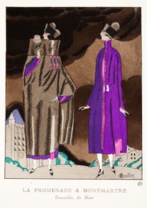 La Promenade a Montmartre, fra en samling moteplater, 1920 (pochoir-trykk) av Charles Martin
