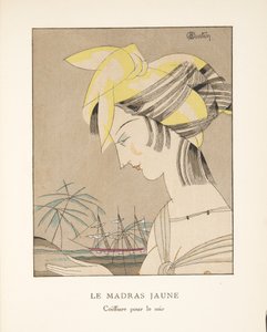 Le Madras Jaune, fra en samling av moteplater, 1920 (pochoir-trykk) av Charles Martin