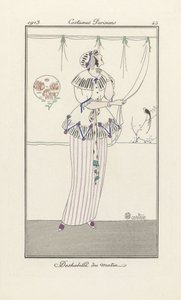 Morning Dress, fra Costumes Parisiens, pub. 1913 (stensiltrykk) av Charles Martin