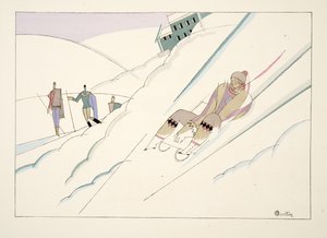 Slede, fra Sports & Entertainment, pub. 1914 (stensiltrykk) av Charles Martin