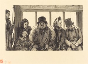Interiør i en omnibus av Charles Maurand after Honoré Daumier