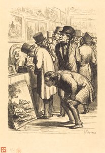 Et rom på Hotel Drouot på en utstillingsdag av Charles Maurand after Honoré Daumier