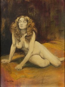 Liggende naken kvinne, ca. 1895.