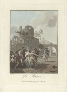 Krangelen La Rixe (tittel på objekt) av Charles Melchior Descourtis