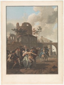 Fire scener av landsbyliv Argumentet La Rixe Fire sjangerscener av landsbylivet (serietittel) av Charles Melchior Descourtis