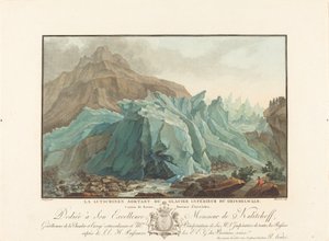 Lutchinen som dukker opp fra Nedre Grindelwald-breen, 1785. av Charles Melchior Descourtis