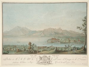 Utsikt fra Schadau ved Thunsjøen (etter Clement) av Charles Melchior Descourtis