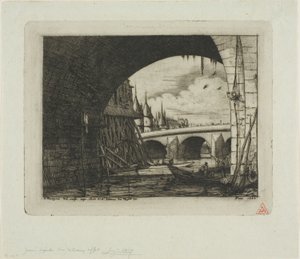 En bue av Pont Notre-Dame, Paris av Charles Meryon