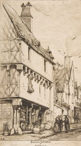 Et gammelt hus, eller musikerens hus, Bourges, 1860. av Charles Meryon