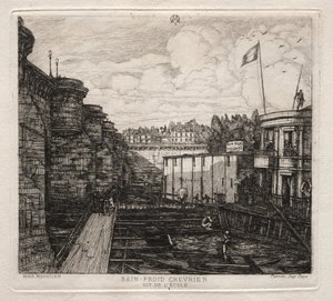 Chevriers kalde badeanlegg, Paris av Charles Meryon
