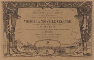 Omslag til settet med etsninger med tittelen "A Voyage to New Zealand" av Charles Meryon