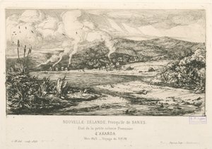 Delstaten til den lille franske kolonien Akaroa, illustrasjon fra 