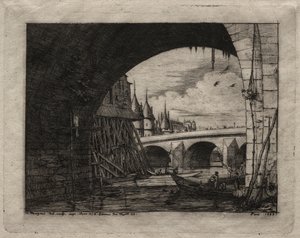 Etchings of Paris: An Arch of the Notre Dame Bridge, 1853. av Charles Meryon
