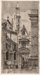 Etsninger av Paris: Kirken St. Stephen of the Mount av Charles Meryon
