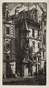 Etchings of Paris: House with a Turret, Weavers Street, 1852. av Charles Meryon