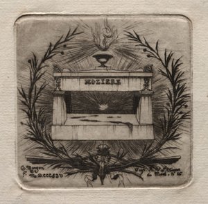 Etsninger av Paris: Molières grav på Pere Lachaise kirkegård, 1854. av Charles Meryon