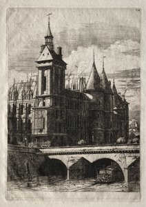 Etsninger av Paris: Klokketårnet, 1852. av Charles Meryon