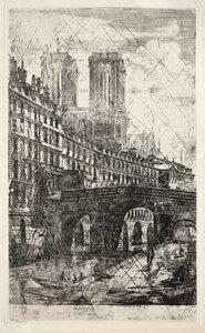 Etsninger av Paris: Den lille broen, 1850. av Charles Meryon